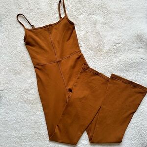 Aritzia Wilfred Free Divinity Kick Flare Jumpsuit Rich Chestnut XS